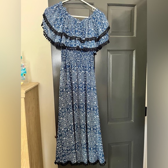 MISA Los Angeles Maribel Pom Pom trim midi dress - Picture 4 of 4